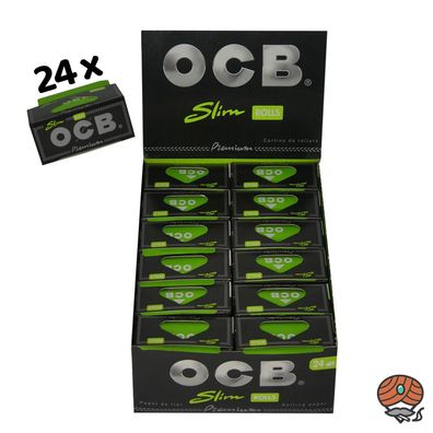 1 Box OCB Premium Rolls Slim Schwarz, 24 Rollen à 4 m Blättchen Zigarettenpapier