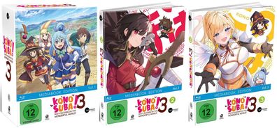 KonoSuba - Staffel 3 - Vol.1-3 + Sammelschuber - Limited Edition - Blu-Ray - NEU