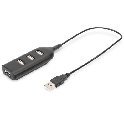 Digitus USB-Hub 4-Port 2.0->4xA2.0 integr. Kabel schwarz