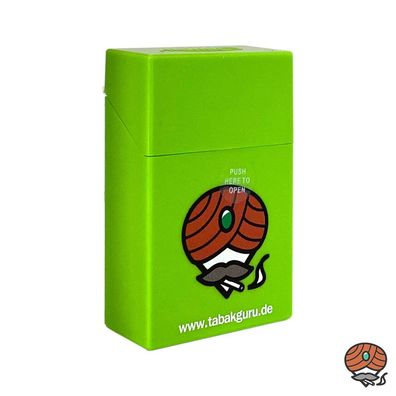 Atomic Sprungdeckel Zigarettenbox Apfelgrün / Hellgrün Tabakguru Motiv