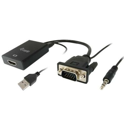 Equip VGA auf HDMI Adapter, mit Audio, schwarz, 15cm