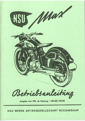 Betriebsanleitung NSU MAX Standart, Motorrad