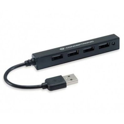 Conceptronic USB-Hub 4-Port 2.0 ->4x2.0 o. Netzteil sw