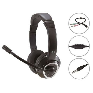 Conceptronic Headset Klinke 2m Kabel, ikro, nt. Bed. Stereo sw