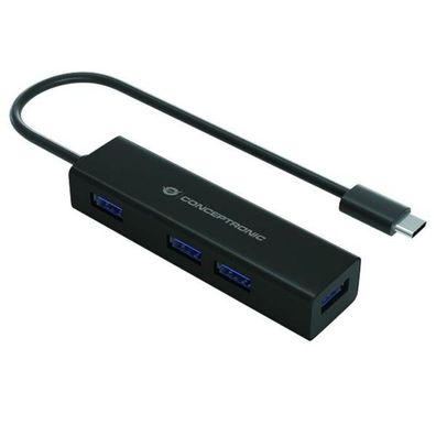 Conceptronic USB-Hub 4-Port 3.1/C->4x3.0 o. Netzteil sw
