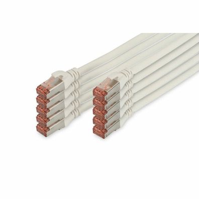 Digitus CAT 6 S/FTP Patchkabel, 10 Stück, 0,25m, weiß