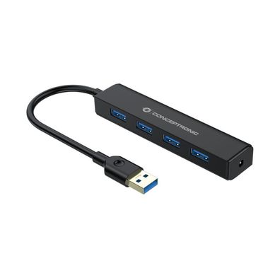 Conceptronic USB-Hub 4-Port 3.0 ->4x3.0 o. Netzteil sw