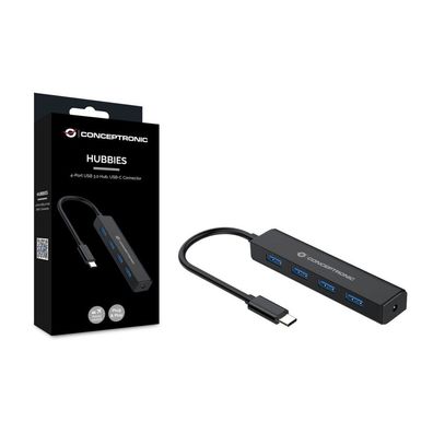 Conceptronic USB-Hub 4-Port 3.1/C->4x3.0 o. Netzteil sw