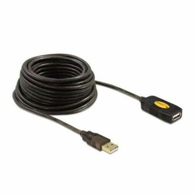 USB 2.0 Aktivverlängerungskabel, USB-A Stecker > USB-A Buchse (schwarz, 10 Meter)