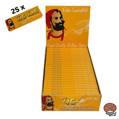 1 Box Zig-Zag Gelb No. 606 Zigarettenpapier 25x50 Blättchen