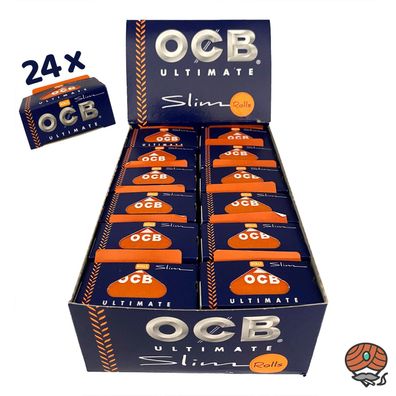 Box 24 x OCB Ultimate Slim Rolls 4 m Papers Blättchen Zigarettenpapier langes Papier