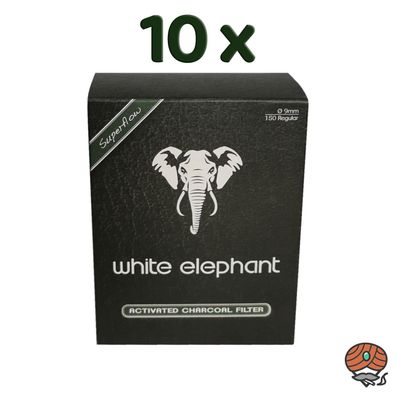 White Elephant Activated Charcoal / Aktivkohle Filter 10x 150 Stück, 9 mm