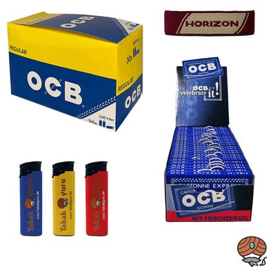 OCB OCB Blau Doppel Papier + Regular Filter + 3 Feuerzeuge + Pouch-Band