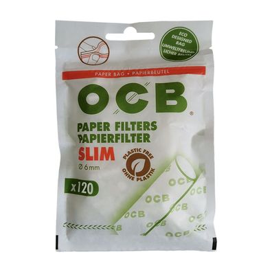 OCB Papierfilter Slim 6mm, 120 Stück, umweltfreundlicher Papierbeutel
