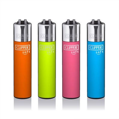 4 Clipper Soft-Touch Fluo Reibradfeuerzeug Neon Farben