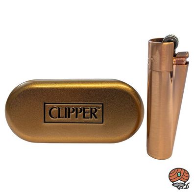 Clipper Metall Rosé Gold Reibrad Feuerzeug in der Metallbox, nachfüllbar