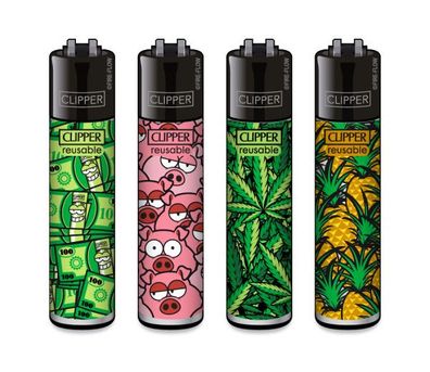 Clipper Reibradfeuerzeuge Mixed Pattern 1, Lighter, 4 Stück