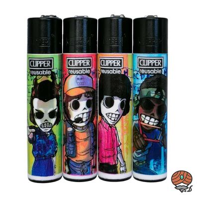 Clipper Reibradfeuerzeuge Best Friends, 4 Stück