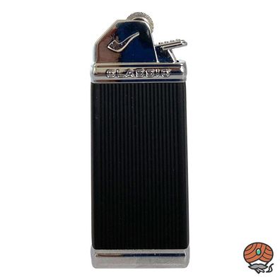 Eurojet Classic Pfeifen-Feuerzeug aus Metall mit Soft Flame, Reibrad, Schwarz