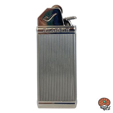 Eurojet Classic Pfeifen-Feuerzeug aus Metall mit Soft Flame, Reibrad, Chrom