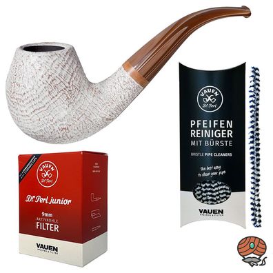 VAUEN Pfeife Fuji 4204, weiß, sandgestrahlt, 9mm Filter- Angebot mit Zubehör