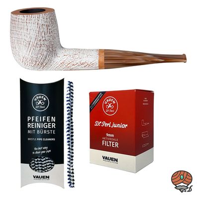 VAUEN Pfeife Fuji 4286, weiß, sandgestrahlt, 9mm Filter - Angebot mit Zubehör