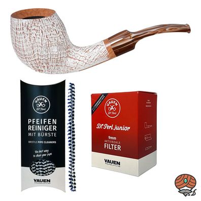 VAUEN Pfeife Fuji 4271, weiß, sandgestrahlt, 9mm Filter - Angebot mit Zubehör