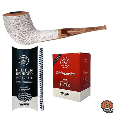 VAUEN Pfeife Fuji 4292, weiß, sandgestrahlt, 9mm Filter - Angebot mit Zubehör