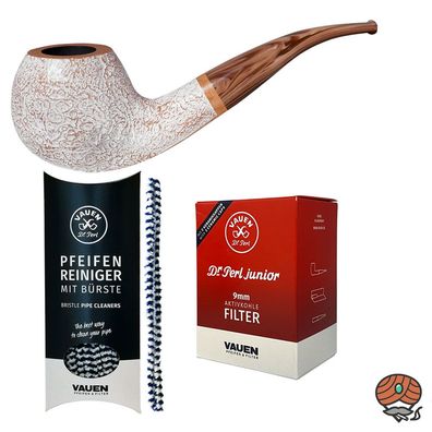 VAUEN Pfeife Fuji 4242, weiß, sandgestrahlt, 9mm Filter - Angebot mit Zubehör