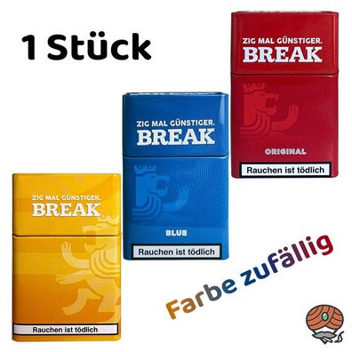 Break Metall Zigarettenbox exklusives Sammlerstück, Farbe rot/blau/gelb zufällig