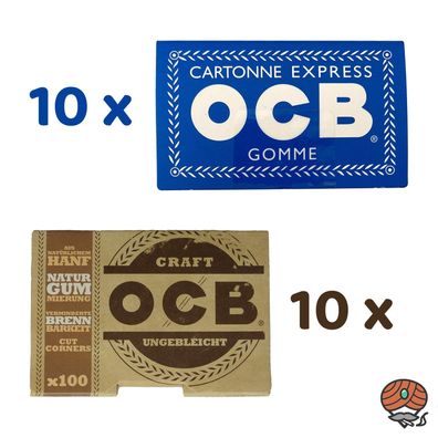 OCB Blättchen Probierset 10x Craft + 10x Blau Doppel je 100 Blatt