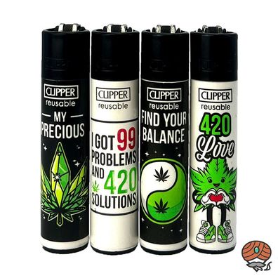 Clipper Reibradfeuerzeuge WEED SLOGAN #13, 4 Stück