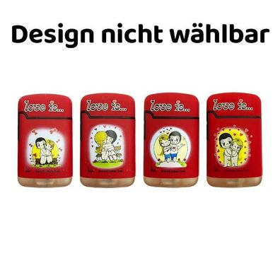 1x Easy Torch Feuerzeug, Blaue Jetflamme * Love is...* Design, nicht wählbar