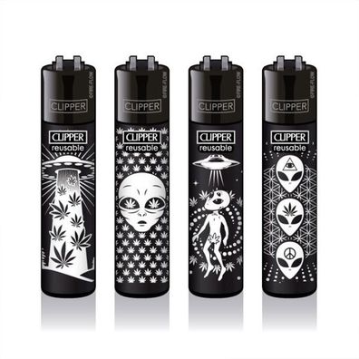 Clipper Reibradfeuerzeuge 420 ALIENS #2, 4 Stück