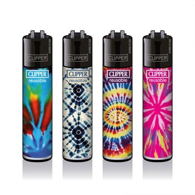 Clipper Reibradfeuerzeuge TYE DYE, 4 Stück