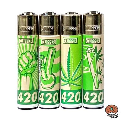 Clipper Reibradfeuerzeuge Fourtwenty, 4 Stück