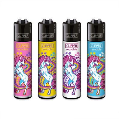 4 Clipper Reibradfeuerzeuge Unicorns