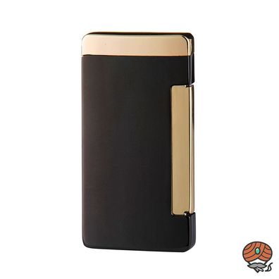 Eurojet C Flat Feuerzeug mit breiter Flamme, poliert schwarz/gold