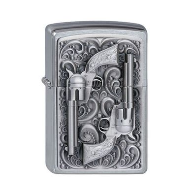 Zippo Benzin-Feuerzeug Revolver, chrom gebürstet, unbefüllt