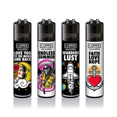 Clipper Reibradfeuerzeuge Slogan #45, 4 Stück