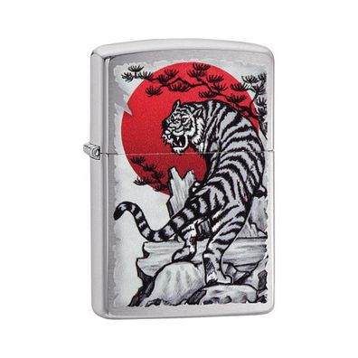 Zippo Benzin-Feuerzeug Japan Tiger chrom gebürstet, unbefüllt