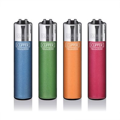 Clipper Reibradfeuerzeuge Metallic Fluo, 4 Stück