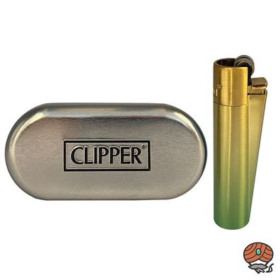 Clipper Metall Green Gradient Reibradfeuerzeug in der Metallbox