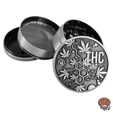 FIRE-FLOW Kräutermühle - THC Molecule, Metall, 60mm, 4-teilig