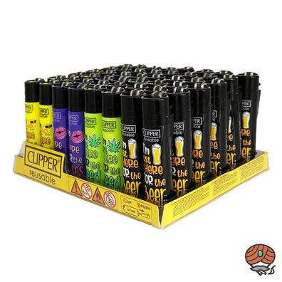 Clipper Reibradfeuerzeuge Slogan 40, Würfel 48 Stück