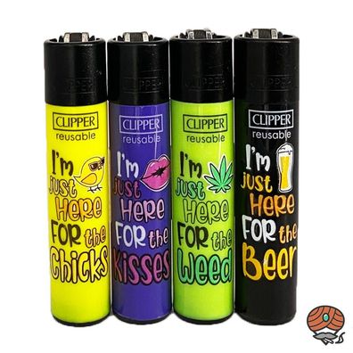 Clipper Reibradfeuerzeuge Slogan #40, 4 Stück