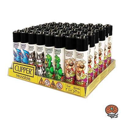 Clipper Reibradfeuerzeuge Stoned Animals, Würfel 48 Stück