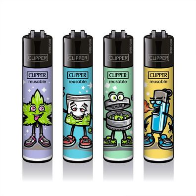 Clipper Reibradfeuerzeuge 420 Characters, 4 Stück