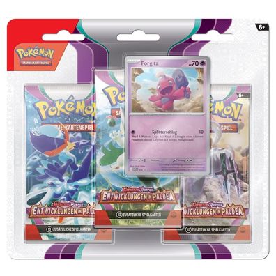 Forgita | 3 Booster-Packs | Pokemon Karten deutsch | Karmesin & Purpur
