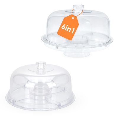 Kunststoff Servierschale 6in1 m. Deckel - 30 x 20 cm - Transport Snack Dip Box